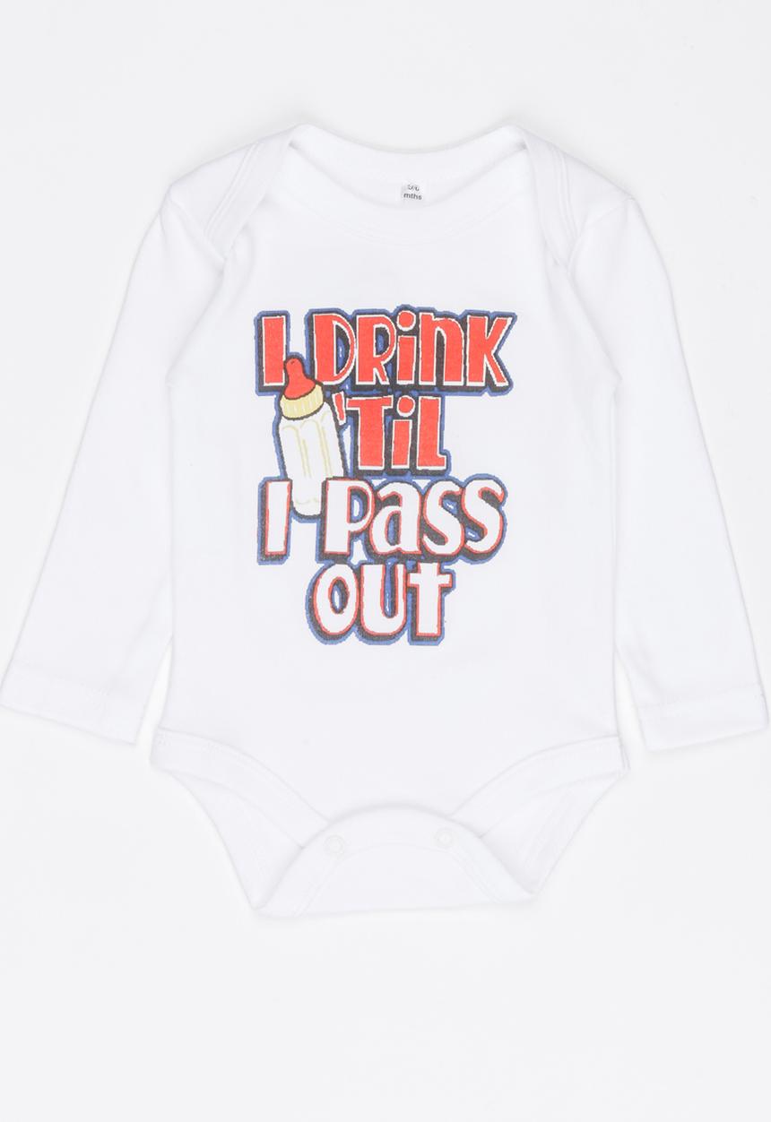 Funky Shop - Printed slogan baby grow - white 