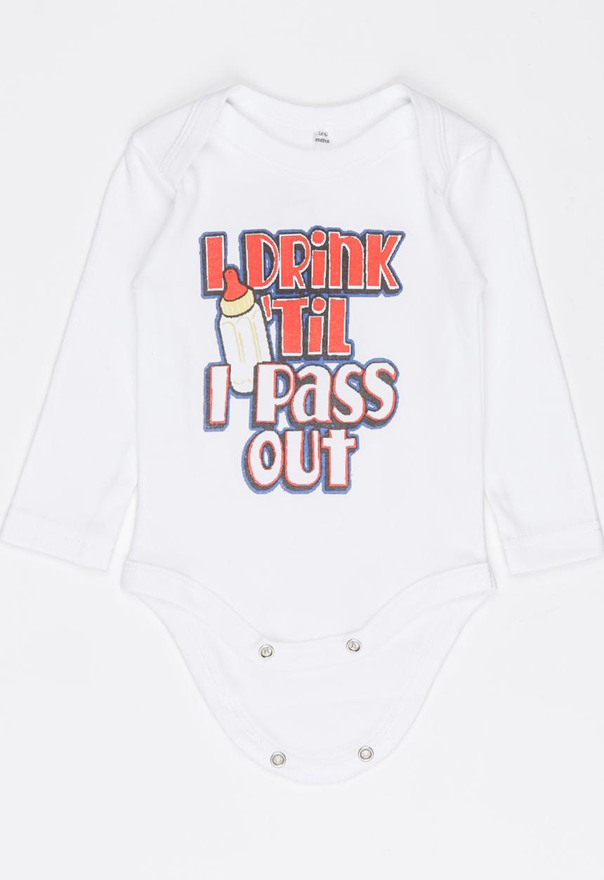 Funky Shop - Printed slogan baby grow - white 