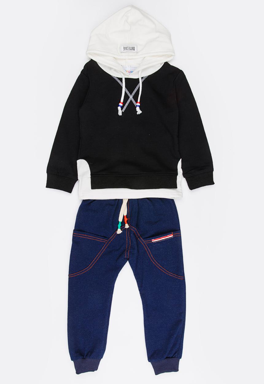 Pop Candy - Printed Hoodie Sweat Set Navy