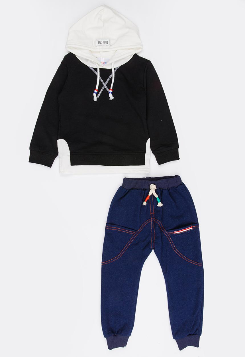 Pop Candy - Printed Hoodie Sweat Set Navy