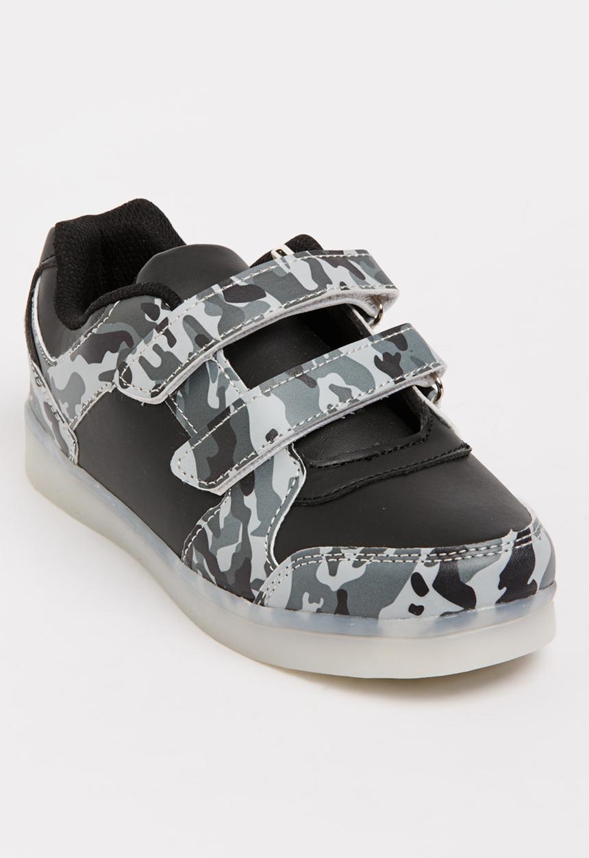Pop Candy - Velcro strap rechargeable light up sneaker - black & white 
