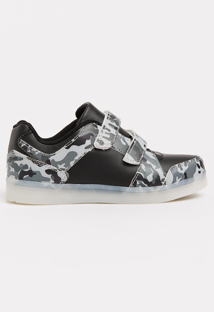 Pop Candy - Velcro Strap Light Up Sneaker Black