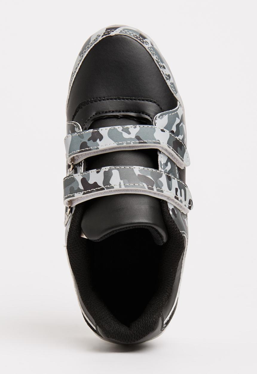 Pop Candy - Velcro strap rechargeable light up sneaker - black & white 