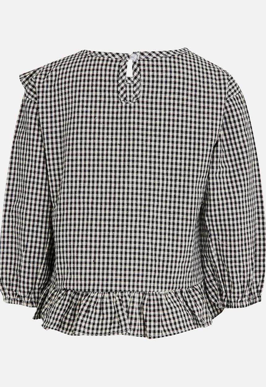 Pop Candy - Printed Frill Blouse Grey
