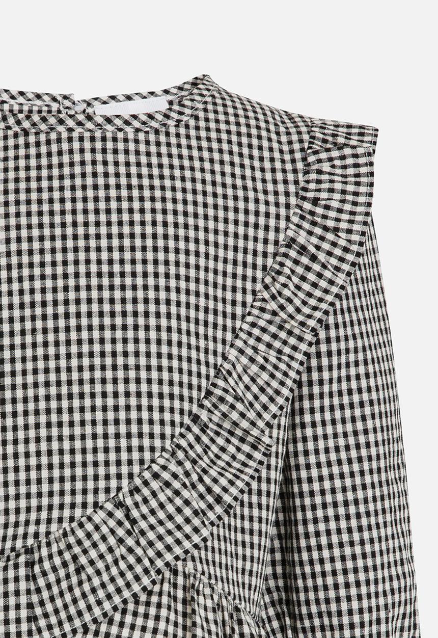 Pop Candy - Printed Frill Blouse Grey