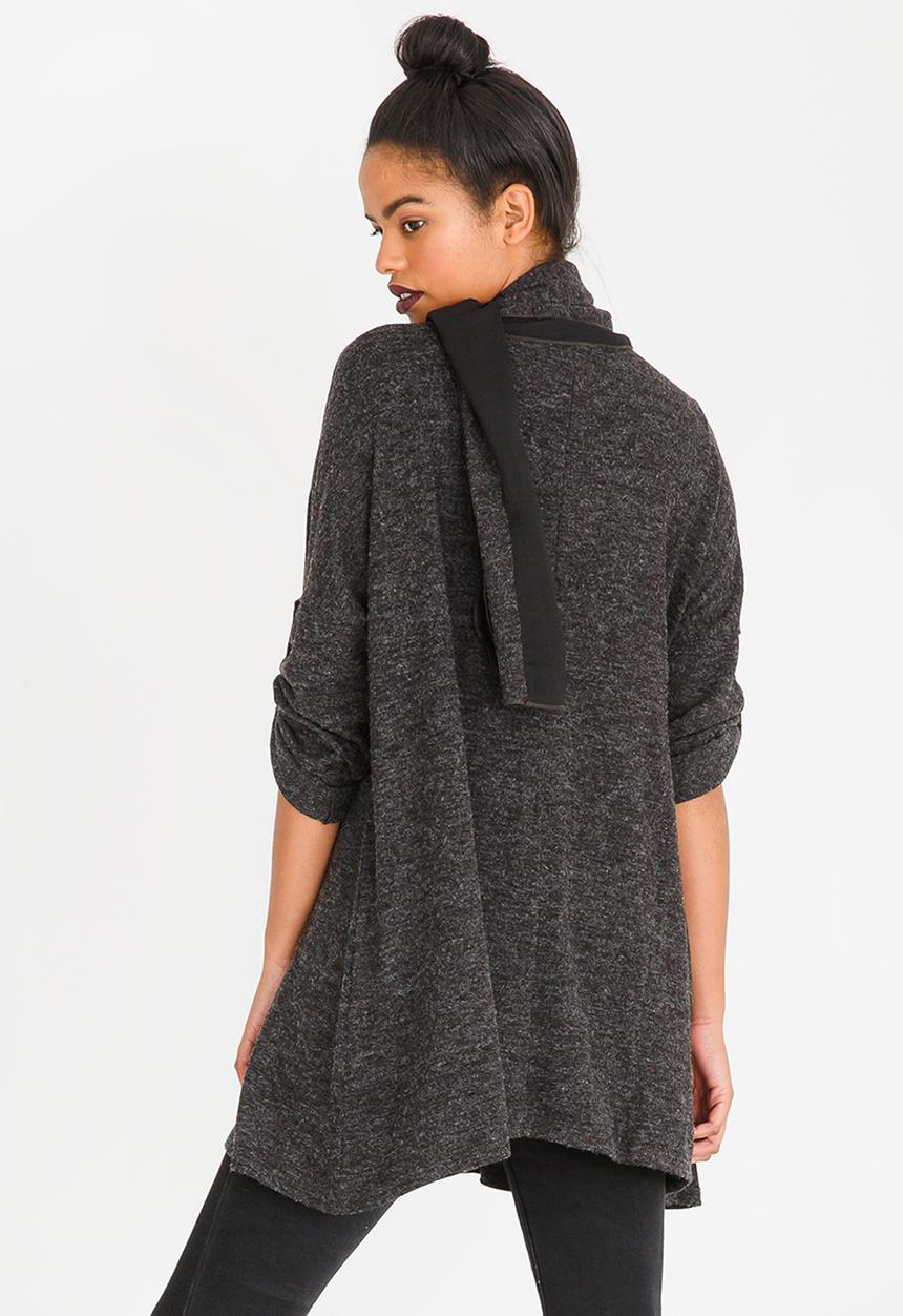 G Couture - Oversized Top with Neck-tie Grey