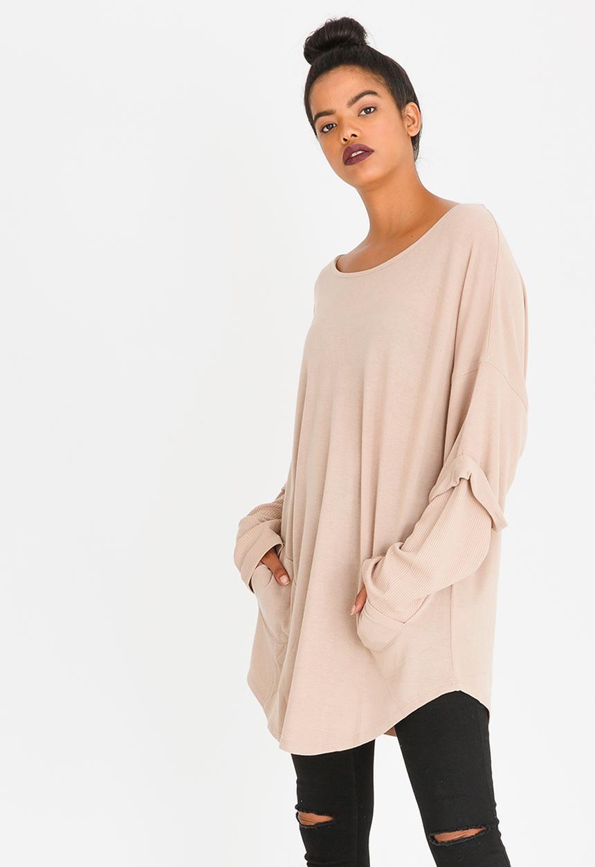 G Couture - Mock Sleeve Top Stone