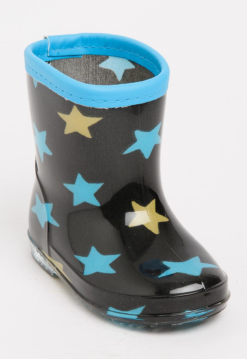Pop Candy - Star printed boot - black & blue 