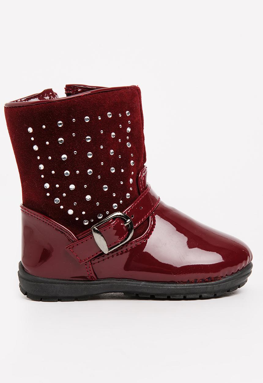Pop Candy - Embellished Boots Burgundy