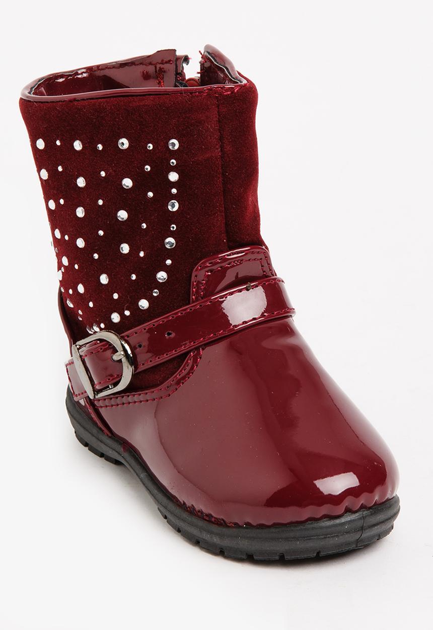 Pop Candy - Embellished Boots Burgundy