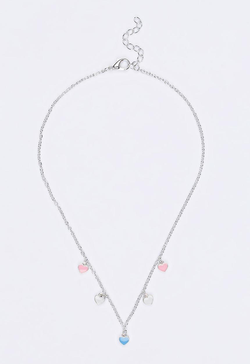 Jewels and Lace - Heart Charm Necklace Silver
