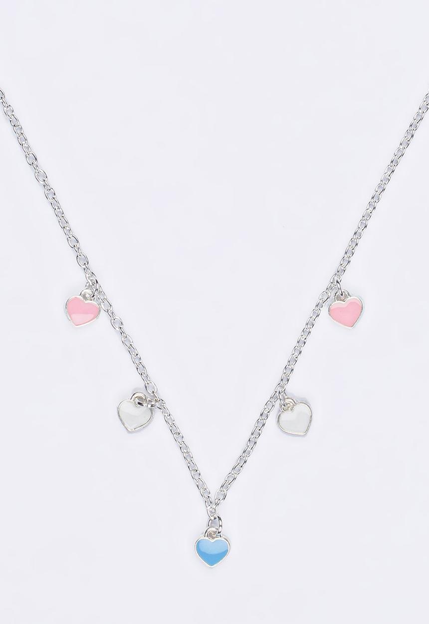 Jewels and Lace - Heart Charm Necklace Silver