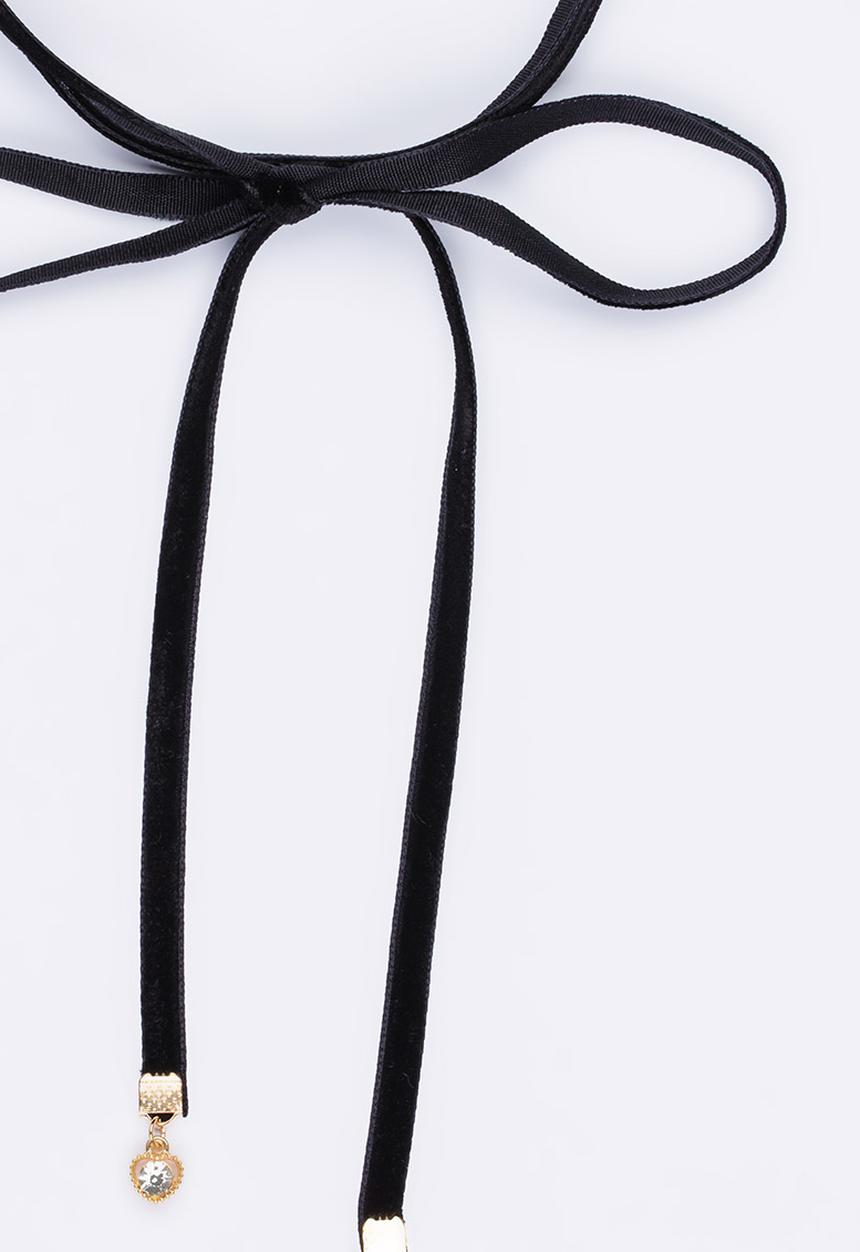 Jewels and Lace - Velvet Wrap Choker with Heart Charms Black