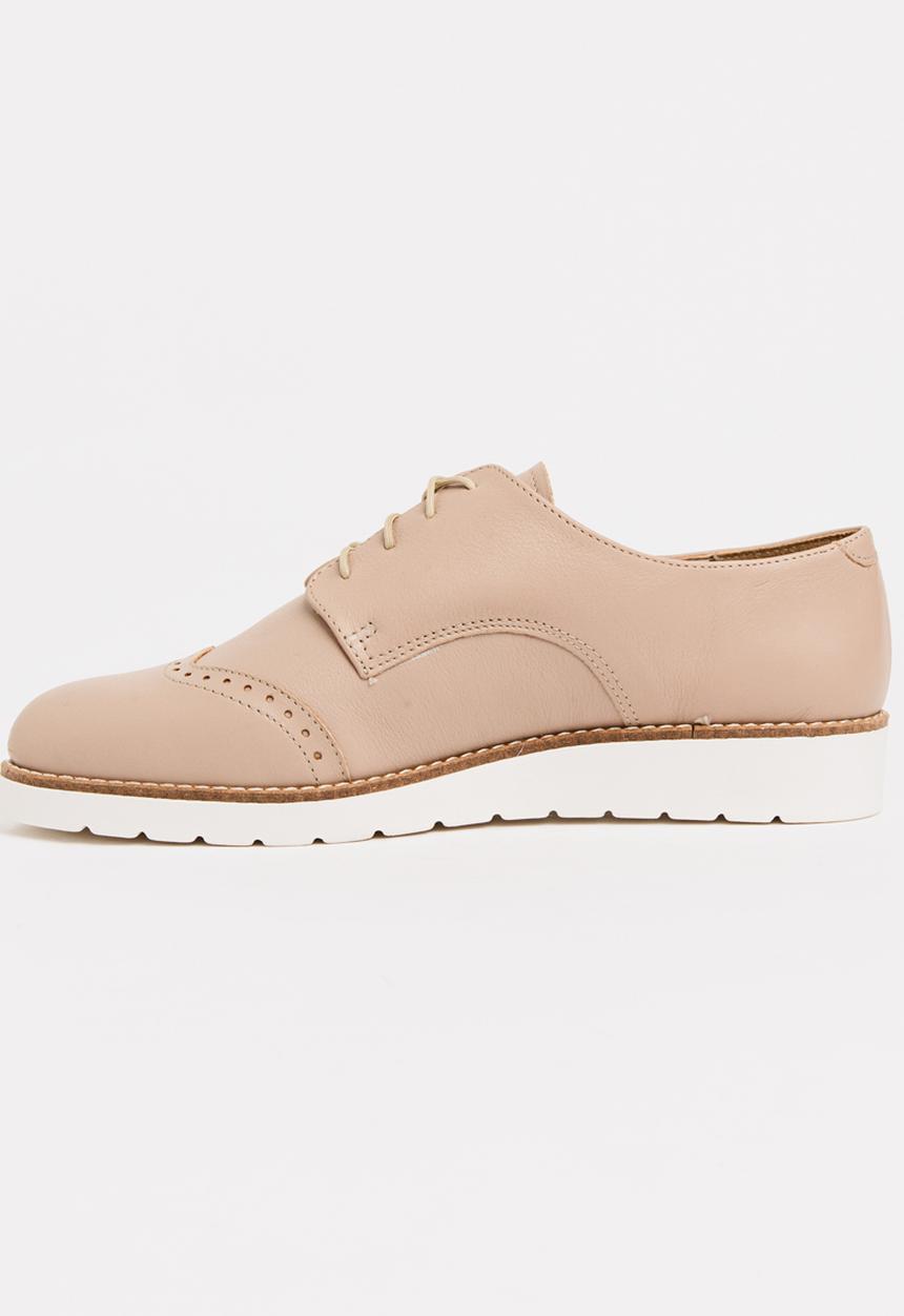 Phelan - Leather Floral Detail Lace-ups Nude