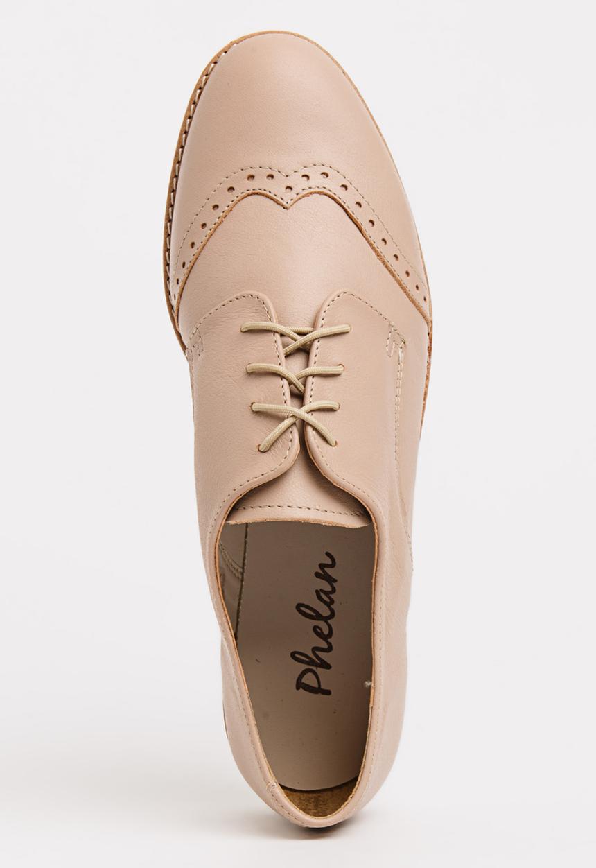 Phelan - Leather Floral Detail Lace-ups Nude