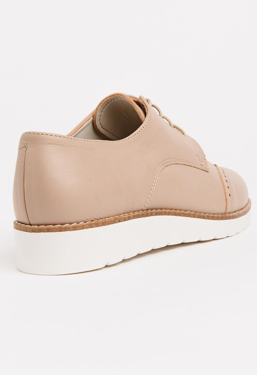 Phelan - Leather Floral Detail Lace-ups Nude
