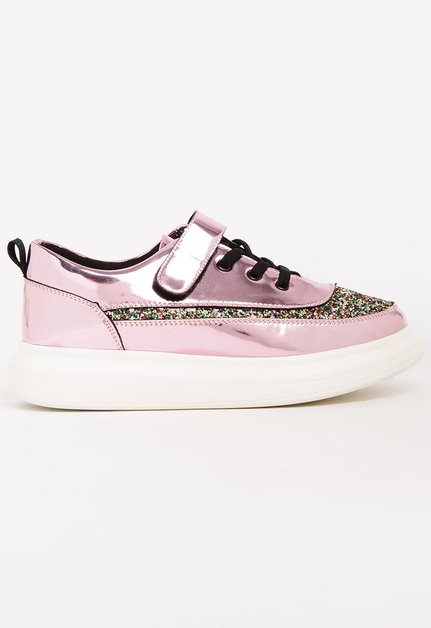Pop Candy - Girls Metallic Sneaker Mid Pink