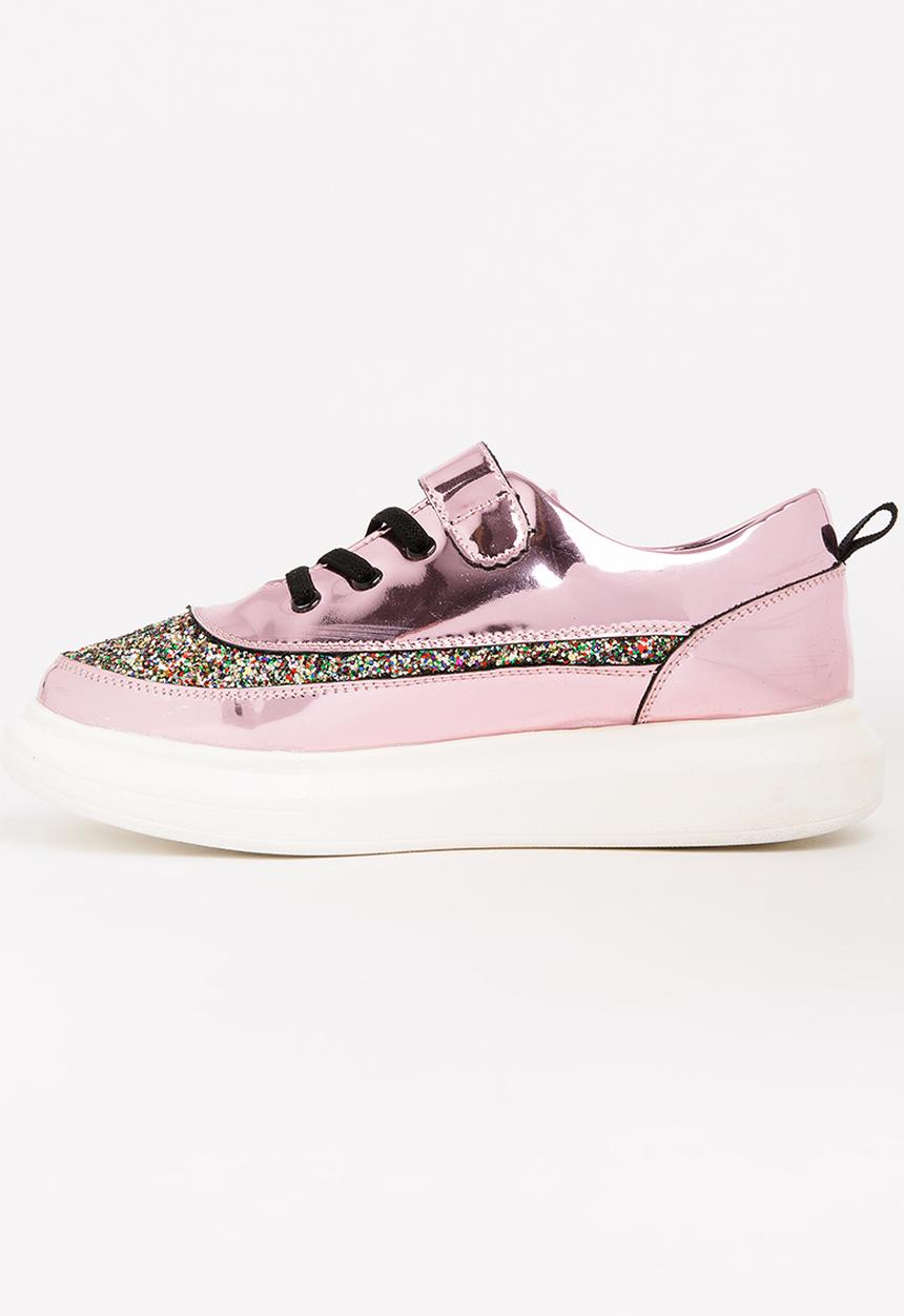 Pop Candy - Girls Metallic Sneaker Mid Pink