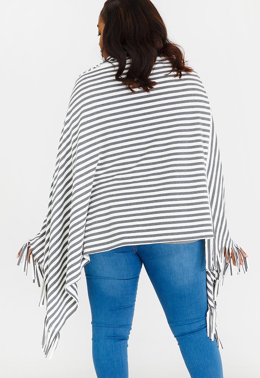 Lu-May - Striped Poncho Grey