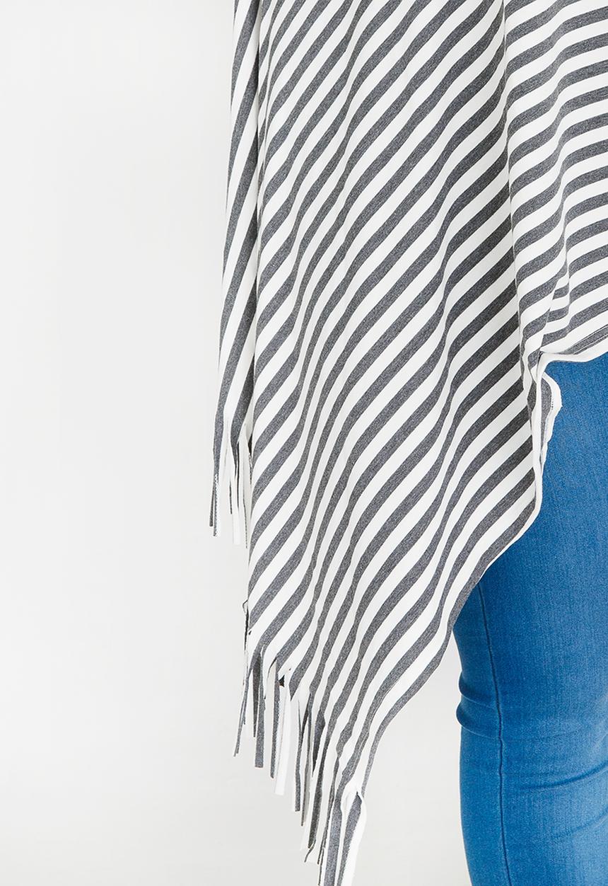Lu-May - Striped Poncho Grey