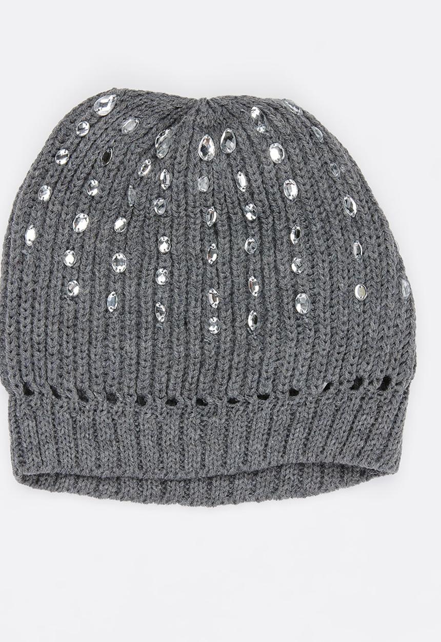 Soobe - Girls Studded Beanie Grey