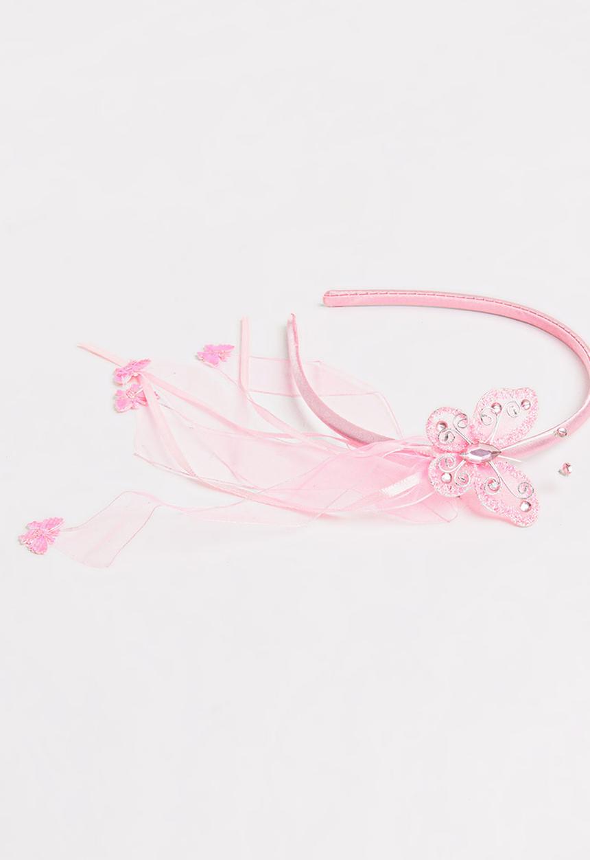 Jewels and Lace - Butterfly Aliceband Mid Pink