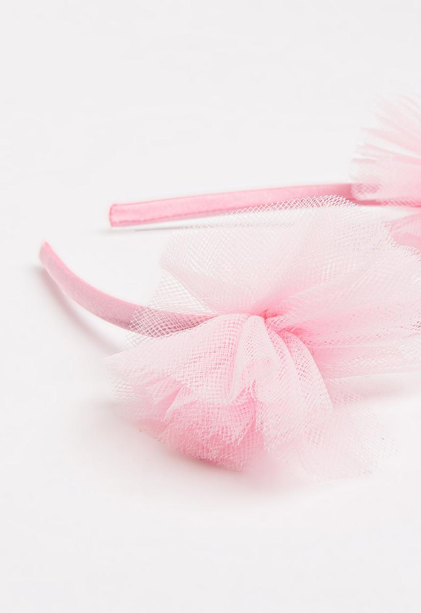 Jewels and Lace - Tulle Pom Pom Aliceband Mid Pink