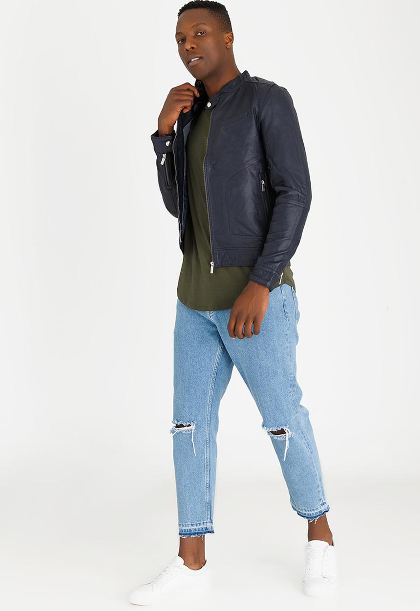 STYLE REPUBLIC - Pensin PU Biker Jacket Navy