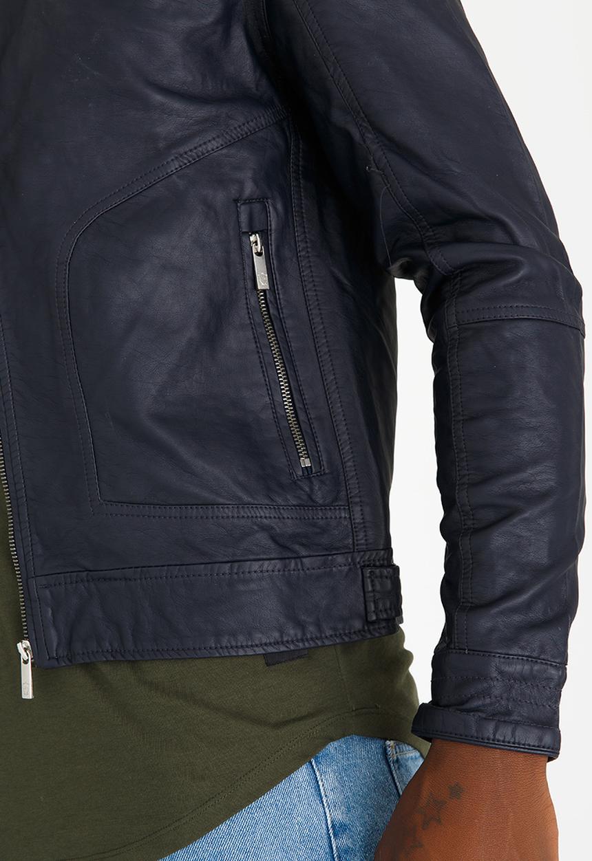 STYLE REPUBLIC - Pensin PU Biker Jacket Navy