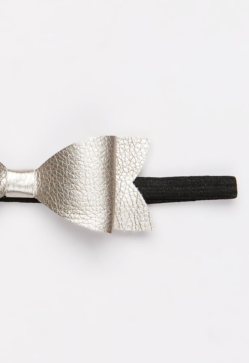 Jewels and Lace - PU Bow Headband Silver