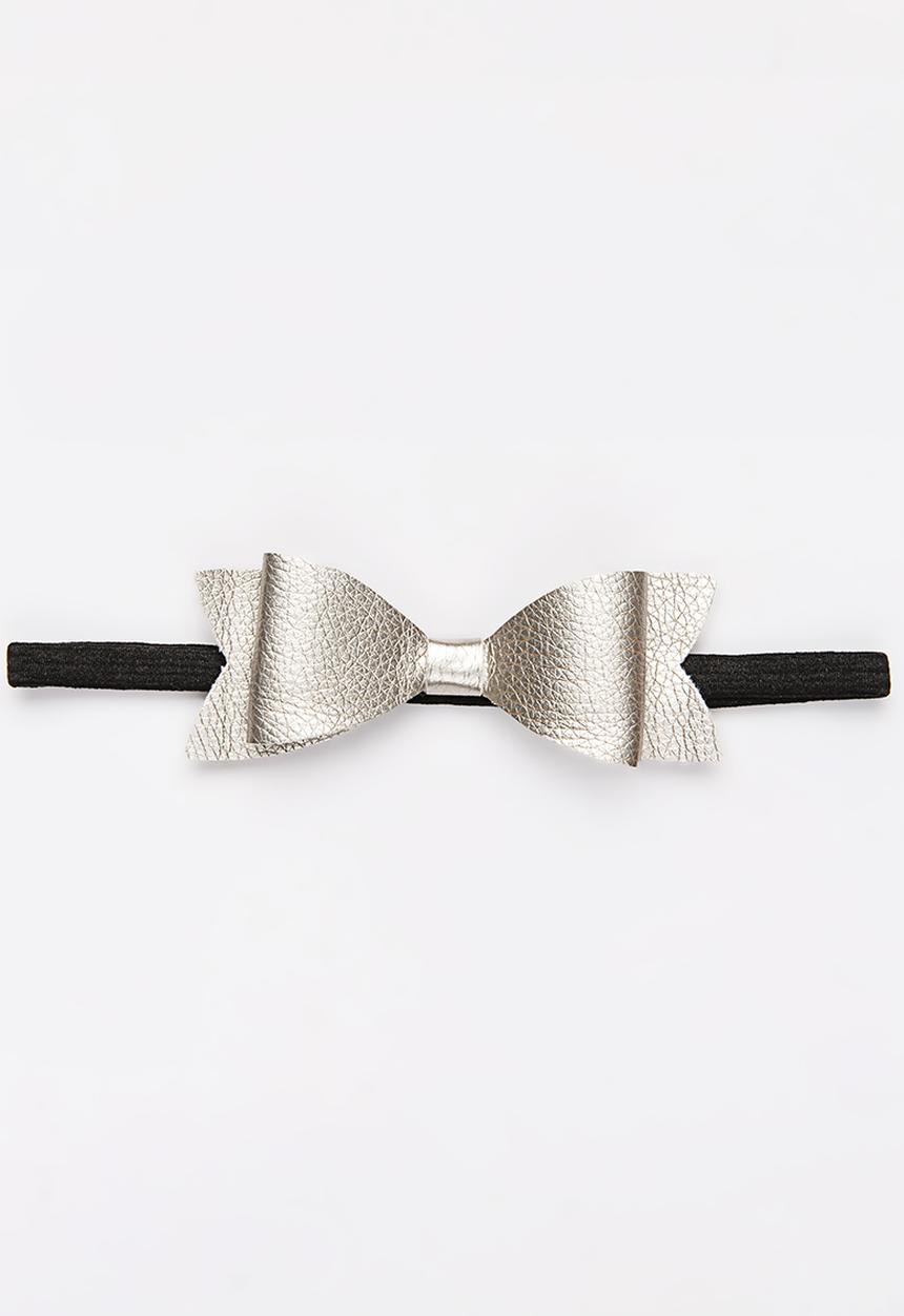 Jewels and Lace - PU Bow Headband Silver