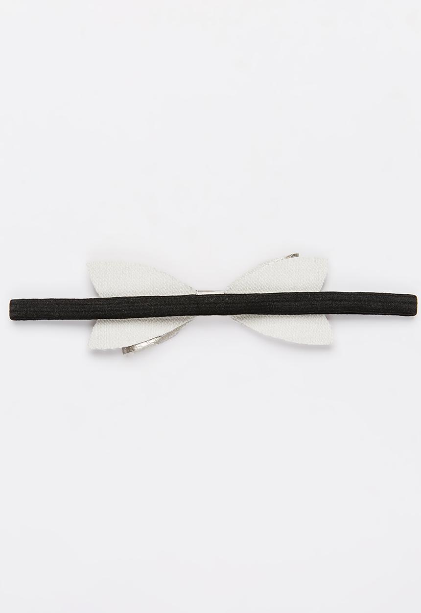 Jewels and Lace - PU Bow Headband Silver