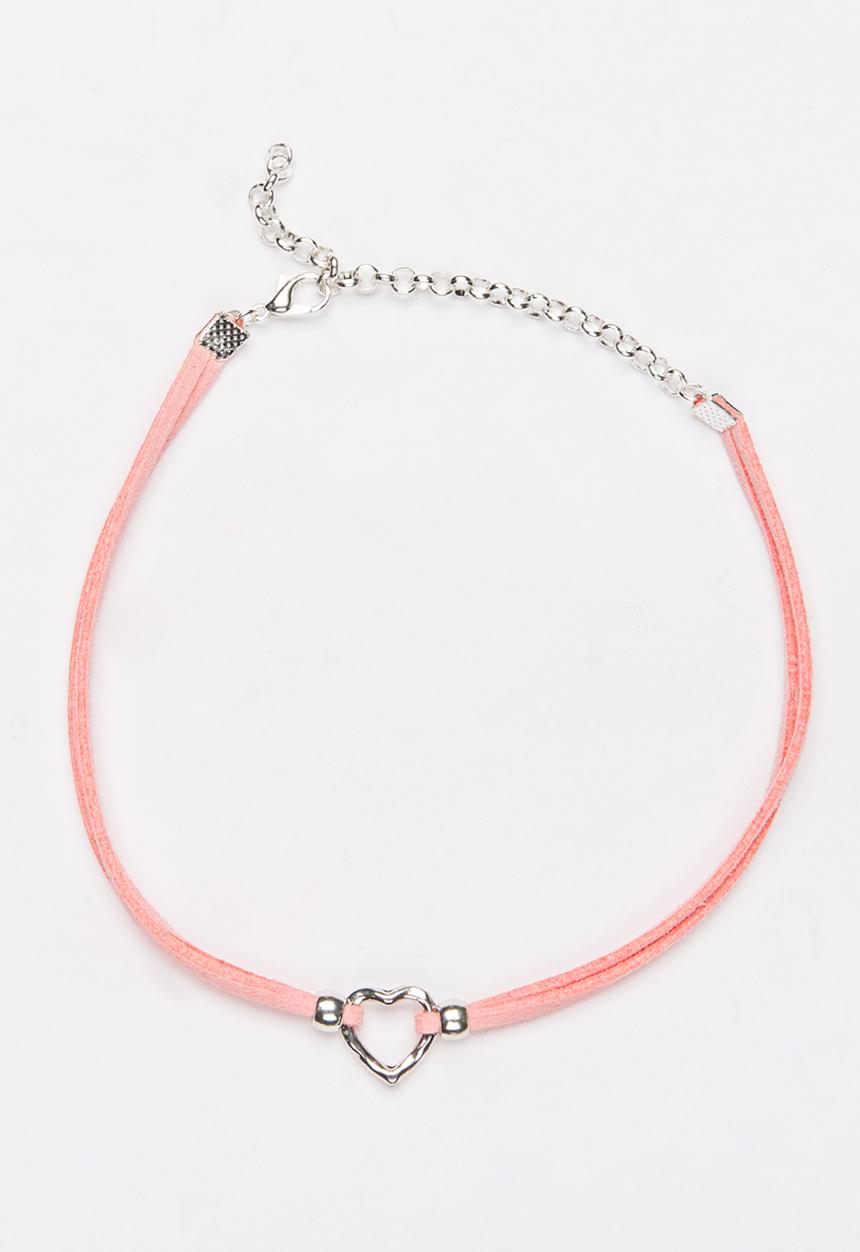 Jewels and Lace - Heart Choker Mid Pink