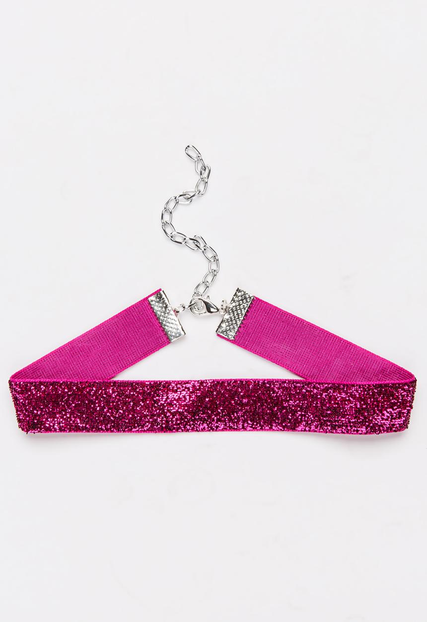 Jewels and Lace - Velvet Lurex Choker Dark Pink