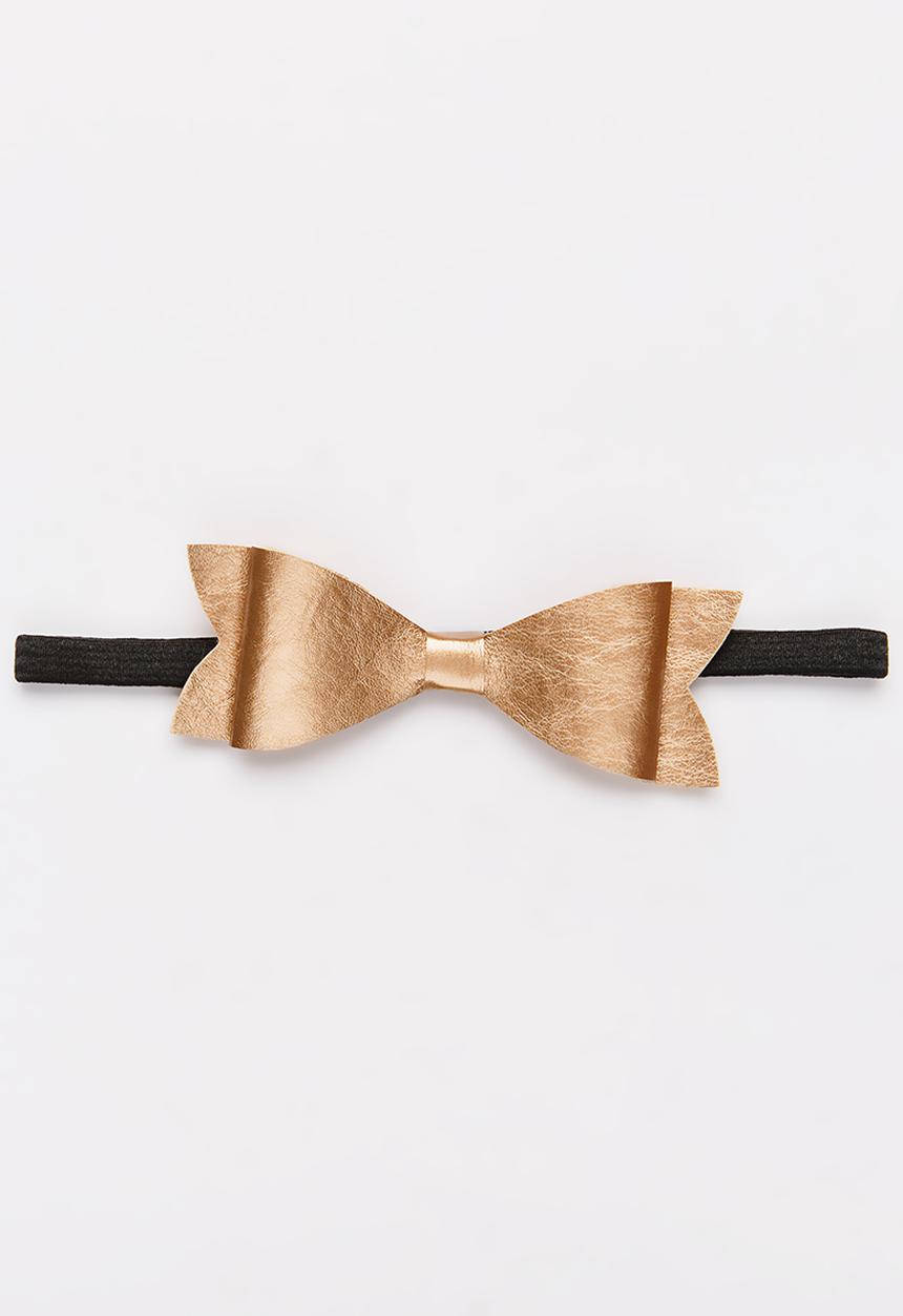Jewels and Lace - PU Bow Headband Gold