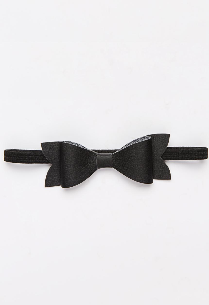 Jewels and Lace - PU Bow Headband Black