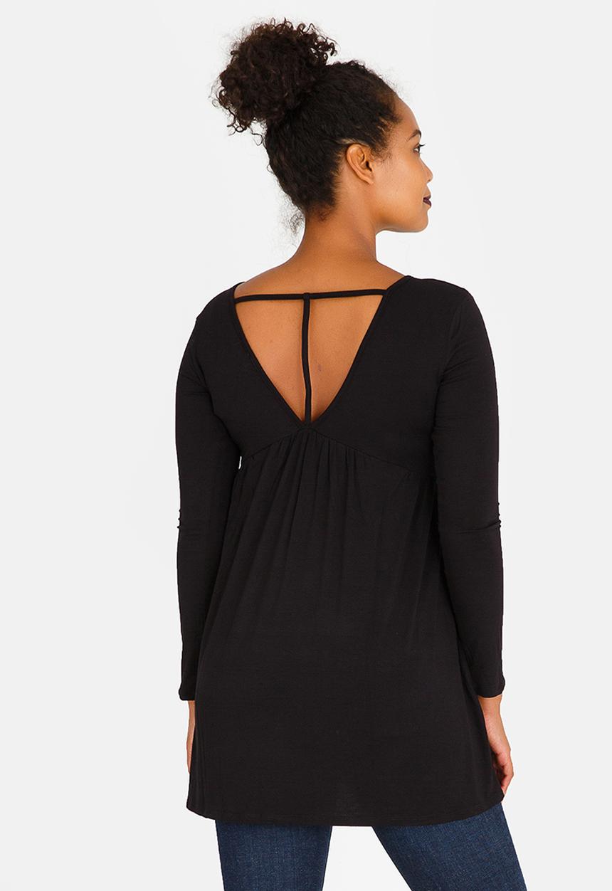 edit Maternity - Long Sleeve T-back Detail Top Black