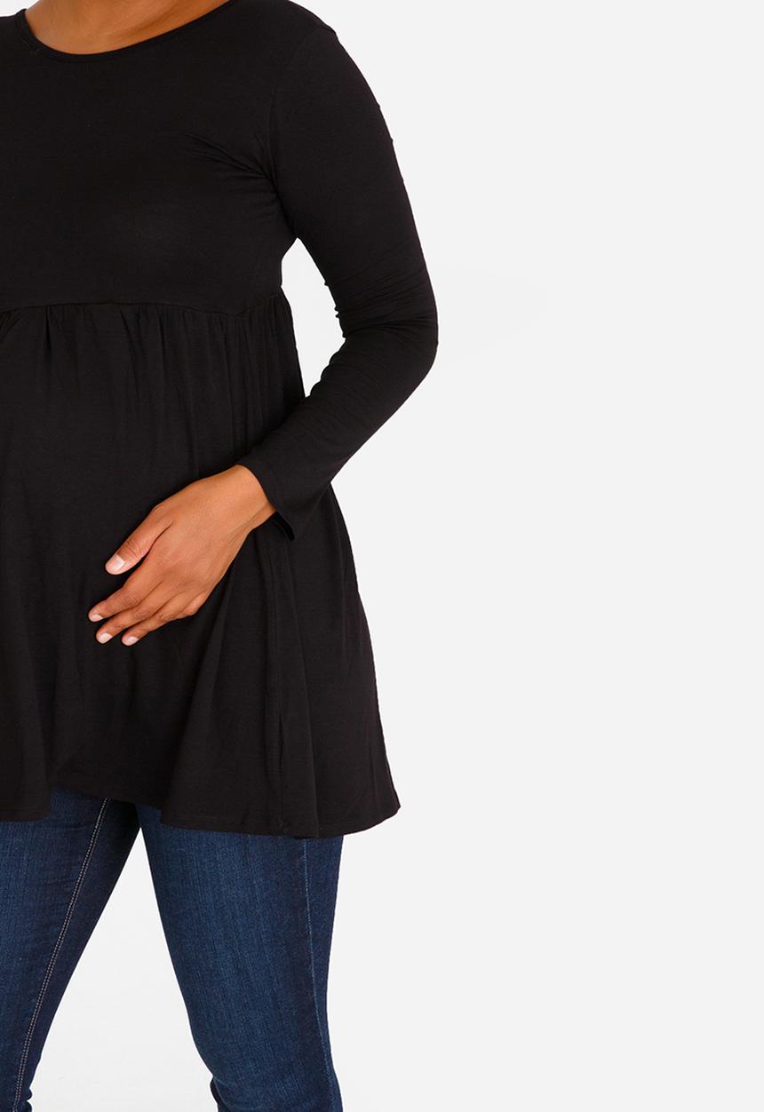 edit Maternity - Long Sleeve T-back Detail Top Black