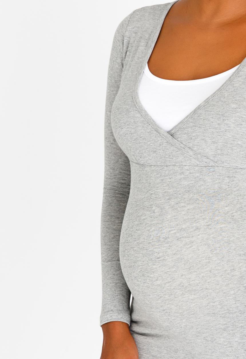 Cherry Melon - Cross-over Feeding Top Grey Melange