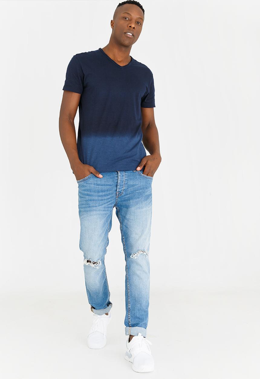 STYLE REPUBLIC - Dylan Dip Dye Tee Dark Blue