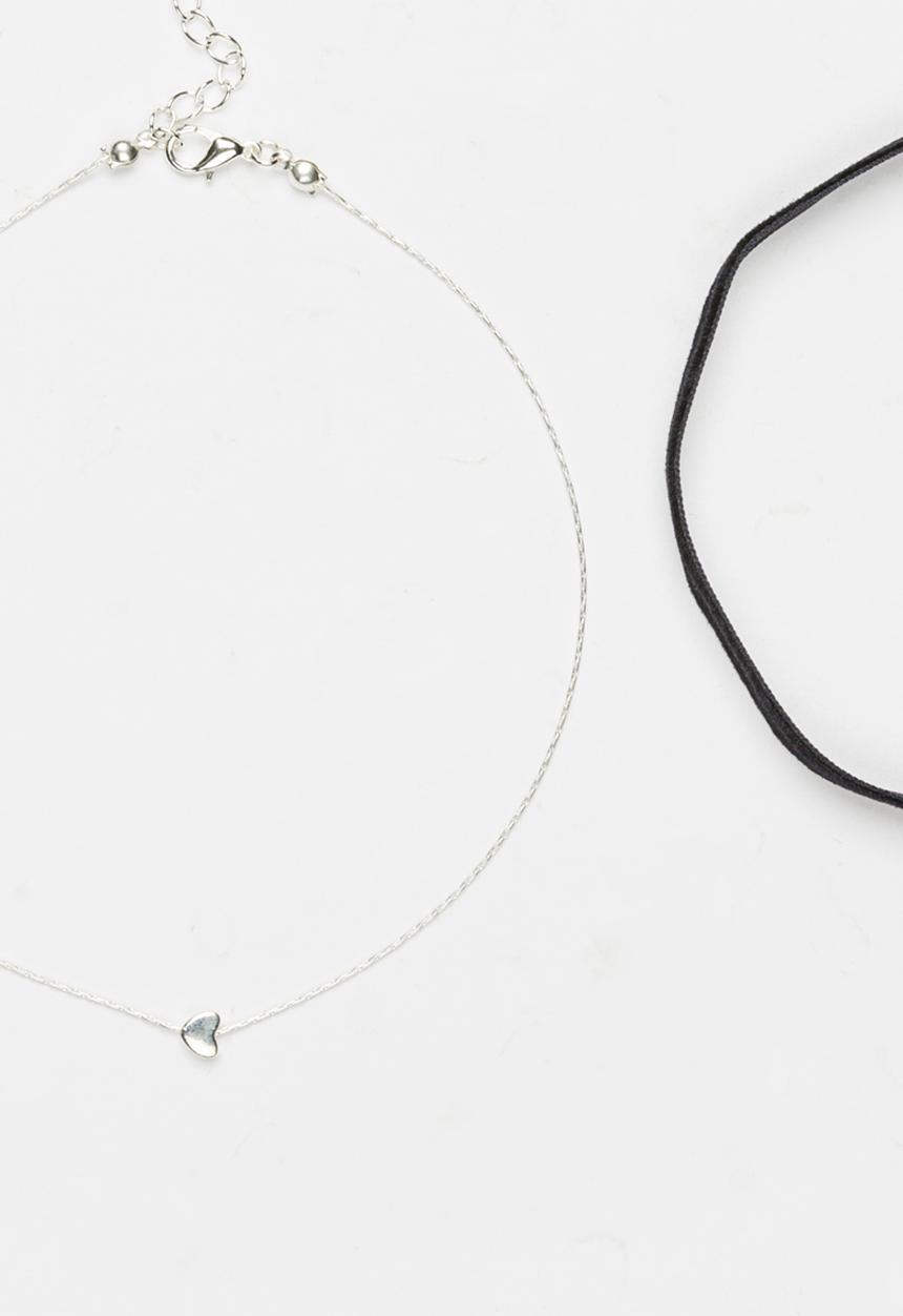 Jewels and Lace - Heart Choker Twinpack Multi-colour