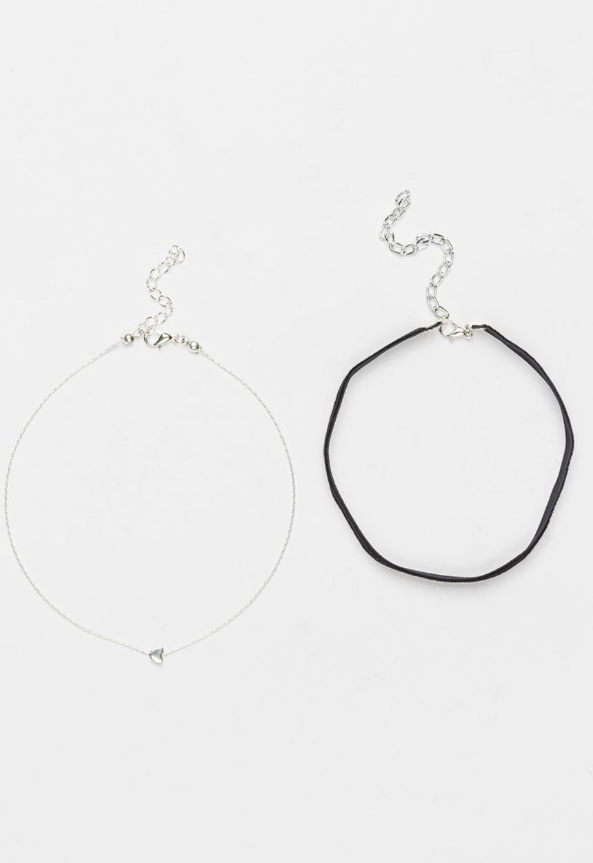 Jewels and Lace - Heart Choker Twinpack Multi-colour
