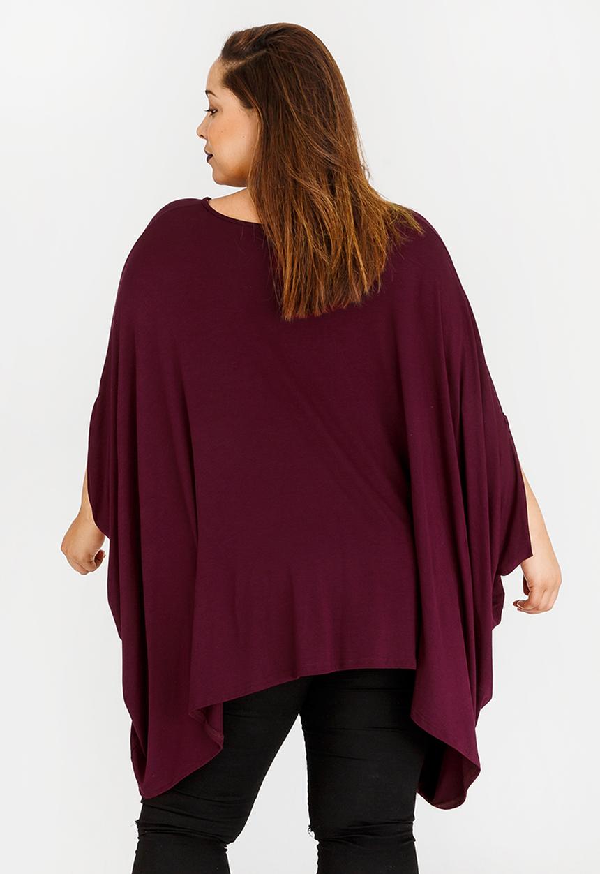 STYLE REPUBLIC PLUS - Volume Hanky Hem Tunic Dark Red