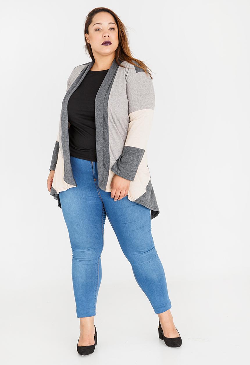 Lu-May - Colourblock Cardi Grey