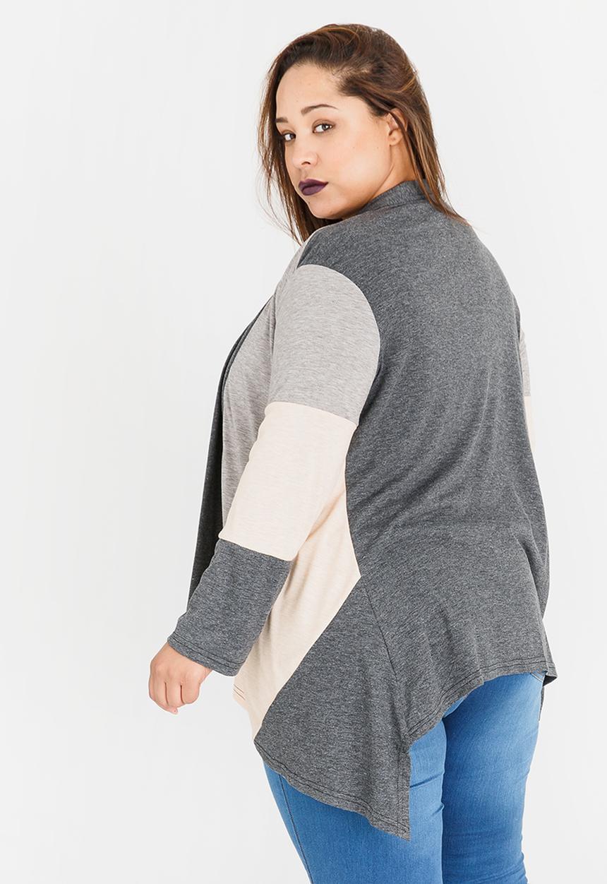 Lu-May - Colourblock Cardi Grey