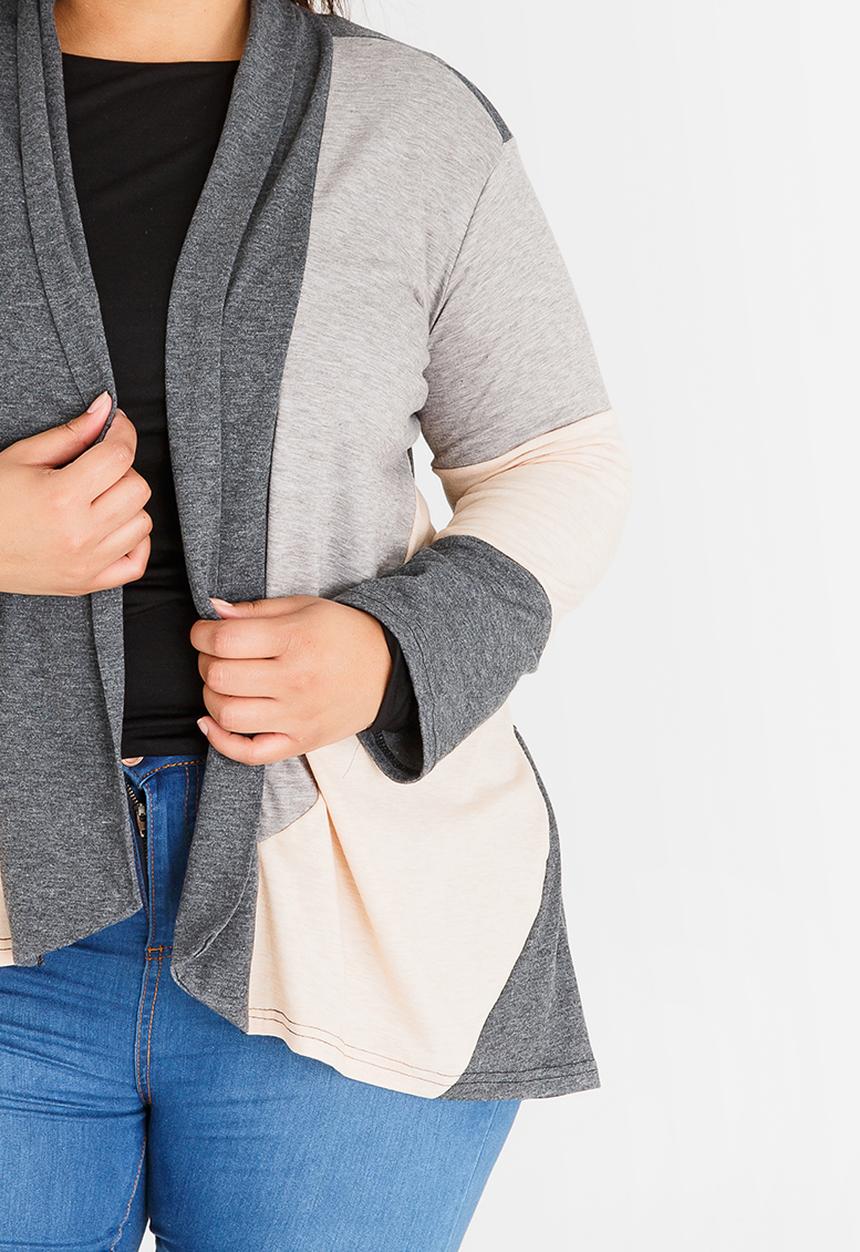 Lu-May - Colourblock Cardi Grey