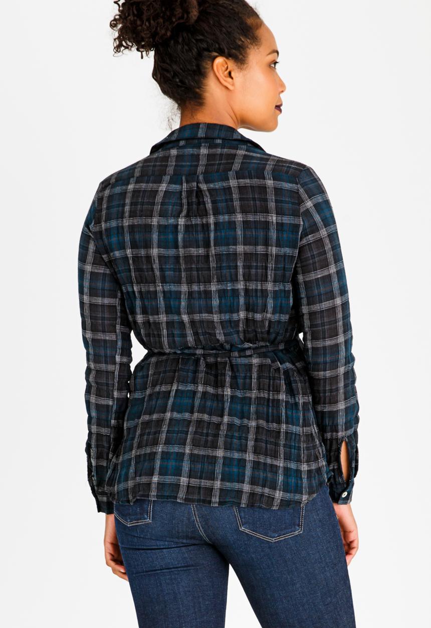 Cherry Melon - Check Shirt with Tie Dark Blue