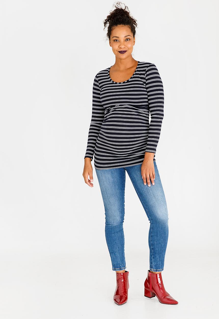 Cherry Melon - Striped Longsleeve Tee Navy & White