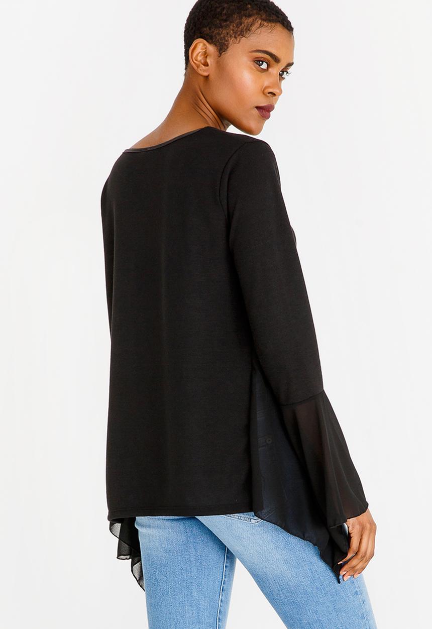 Revenge - Fabric Combo Top Black