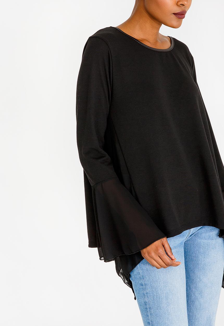 Revenge - Fabric Combo Top Black